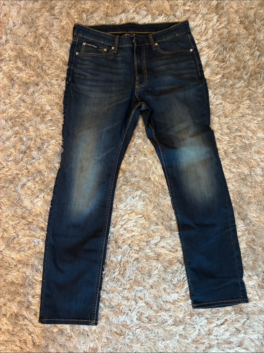 Calvin Klein Men's Slim Straight Dark Blue Jeans